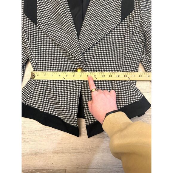 Vtg 80's Union Made Wool Power Suit Set Womens Size 6 Houndstooth preppy peplum - Picture 7 of 16